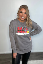 KC Santa Bow Sweatshirt : Grey