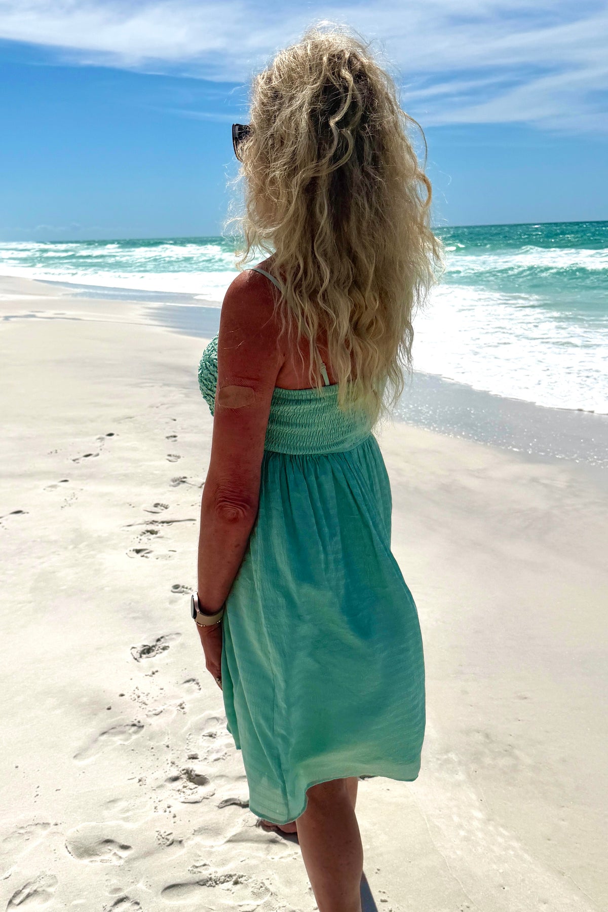 Carter Popcorn Smocked Dress : Sage