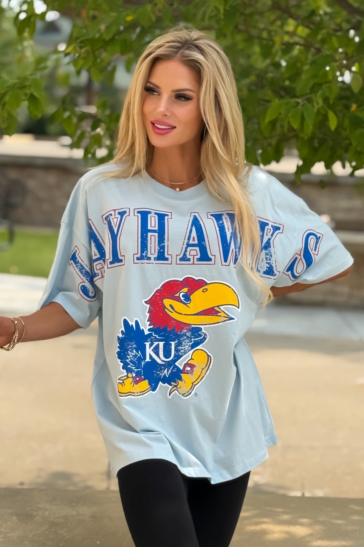 KU South Split Oversize Tee : Pale Blue
