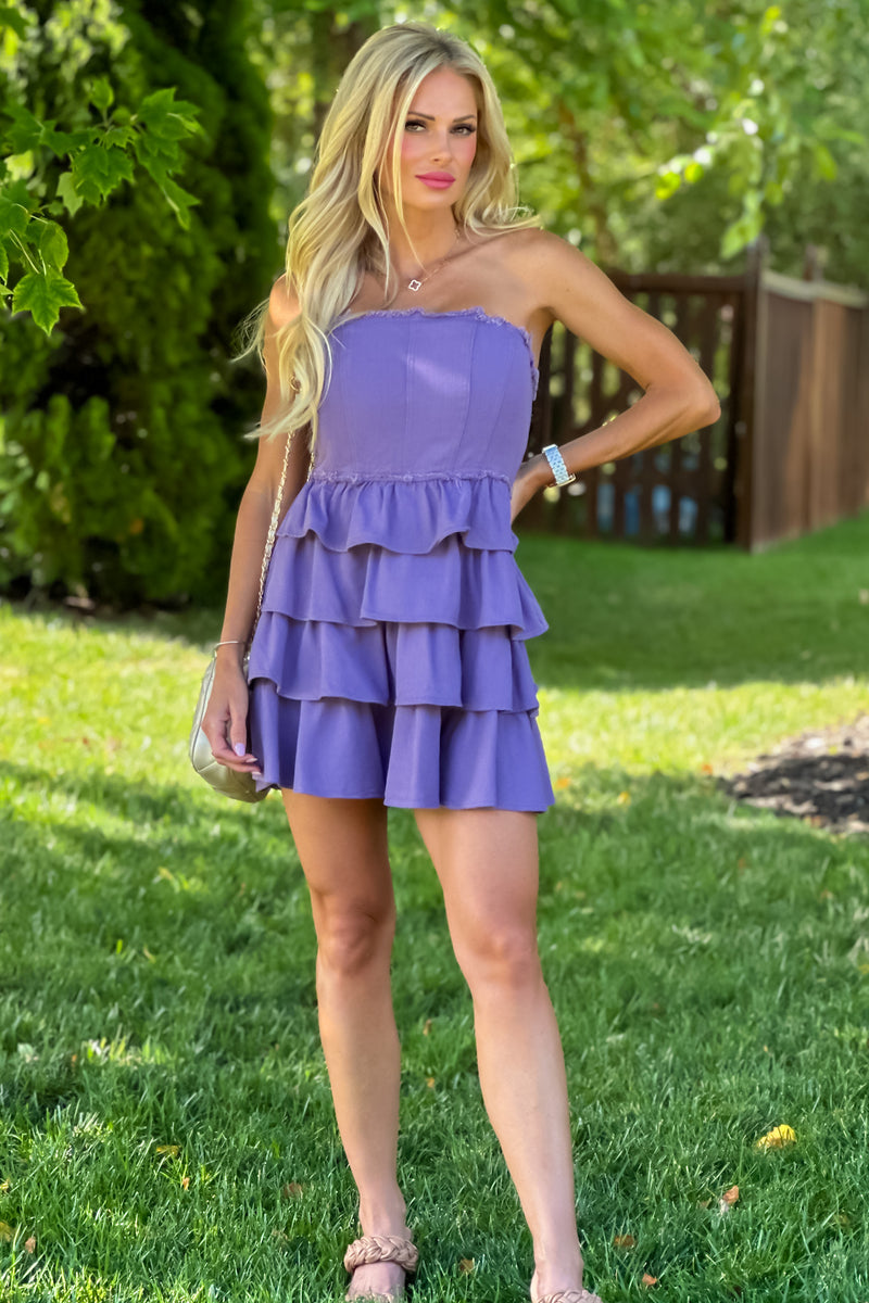 Angela Ruffle Layered Dress : Purple