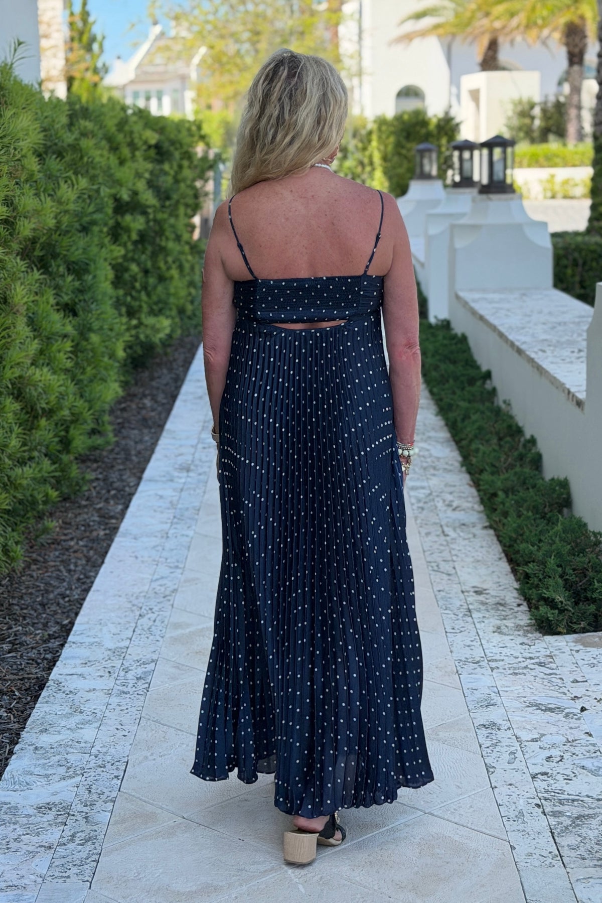 Britney Pleated Midi Dress : Navy