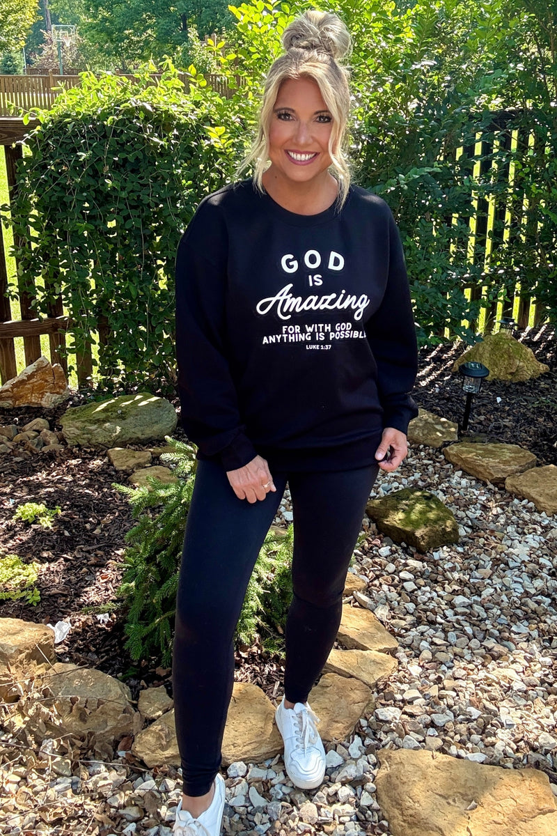 God Is Amazing Ultra Comfy Pullover : Black
