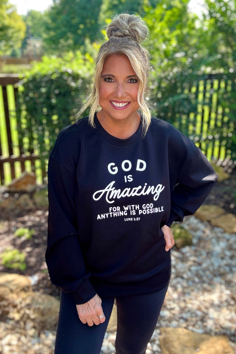 God Is Amazing Ultra Comfy Pullover : Black