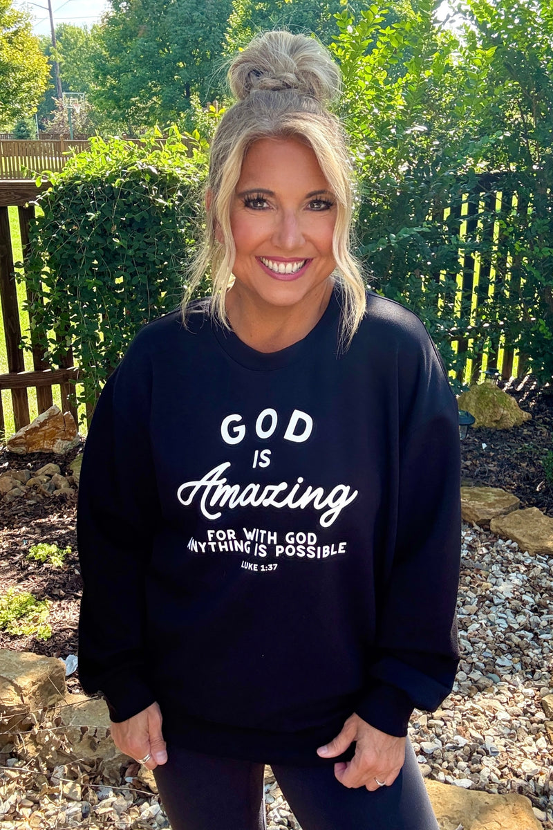 God Is Amazing Ultra Comfy Pullover : Black