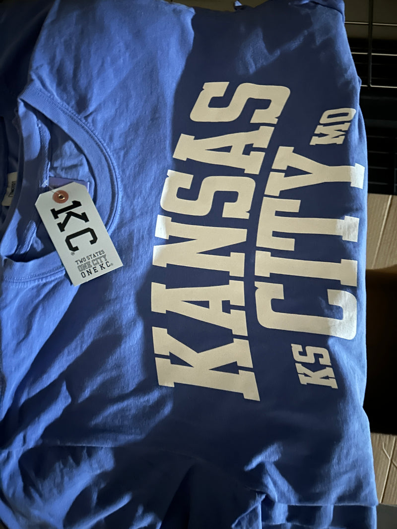 1KC KSMO Kansas City Crop Tee : Blue