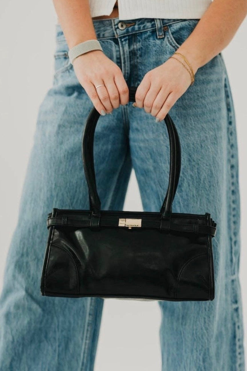 Pretty Simple Ethel Vegan Leather Shoulder Bag : Black or Brown