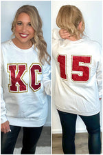 KC Glitter 15 Sweatshirt : White/Red/Gold