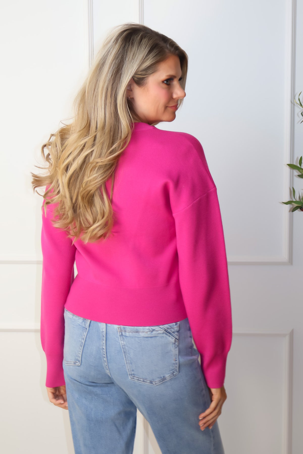 Paxton Button Up Sweater Cardigan : Magenta