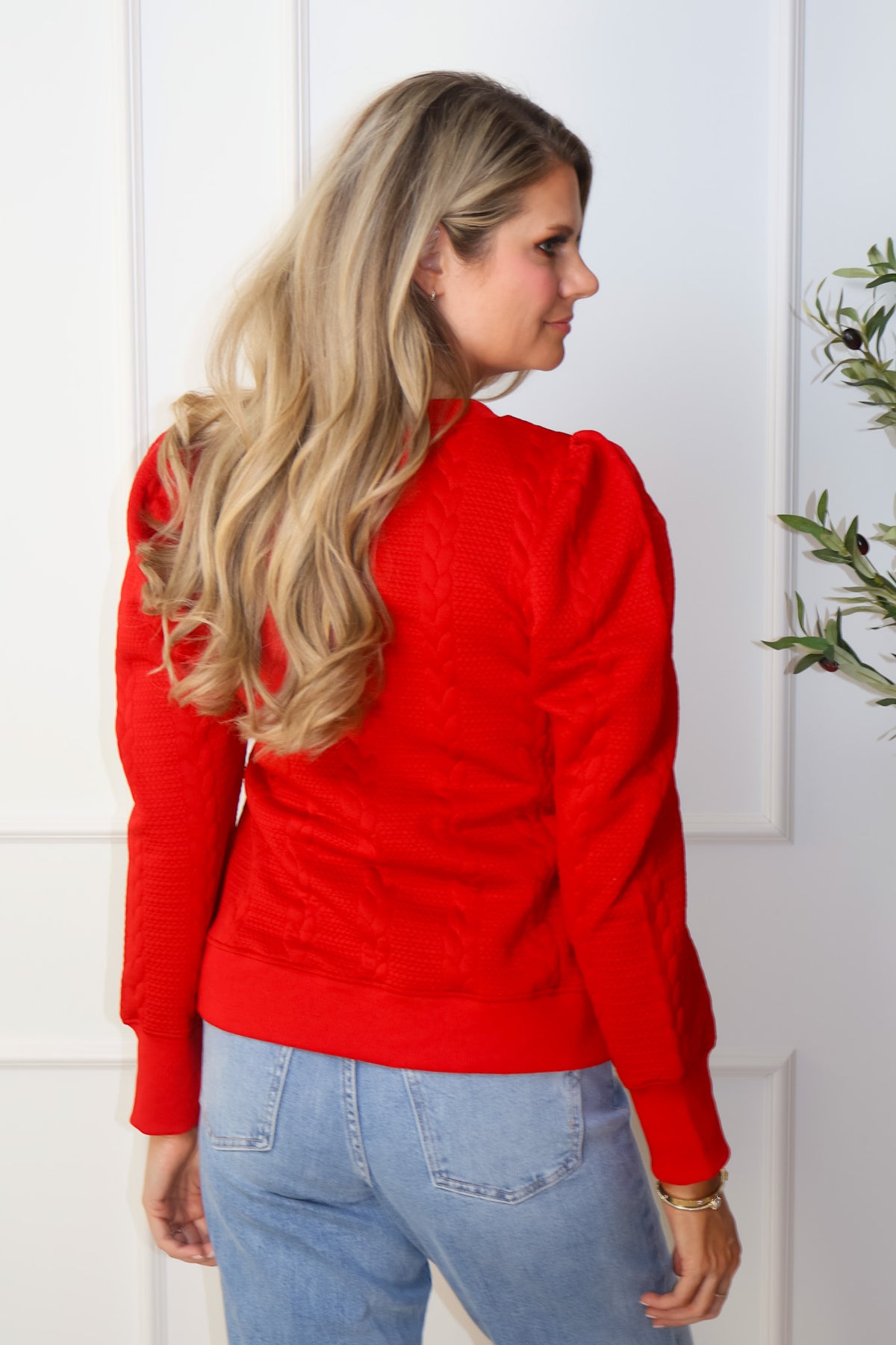 Jayla Puff Sleeve Top : Red