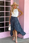 Done With Grace Hi-lo Ruffle Trimmed Maxi Skirt : Navy/Ivory
