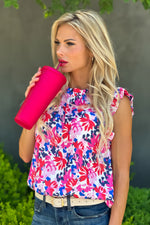 Just So Sweet Ruffle Trimmed Sleeveless Blouse : Pink Floral