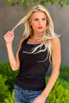 Sweet Perfection Square Neck Ruched Tank : Black