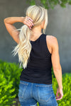 Sweet Perfection Square Neck Ruched Tank : Black