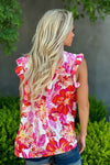 Looks Good On You Shirred Yoke Floral Top : Fuchsia/Orange