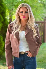 More Than Ever Suede Biker Jacket : Brown