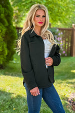 All My Wishes Button Down Quilted Shacket : Black