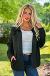 All My Wishes Button Down Quilted Shacket : Black