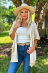 Natural Bliss Dolman Short Sleeve Cardigan : Oatmeal