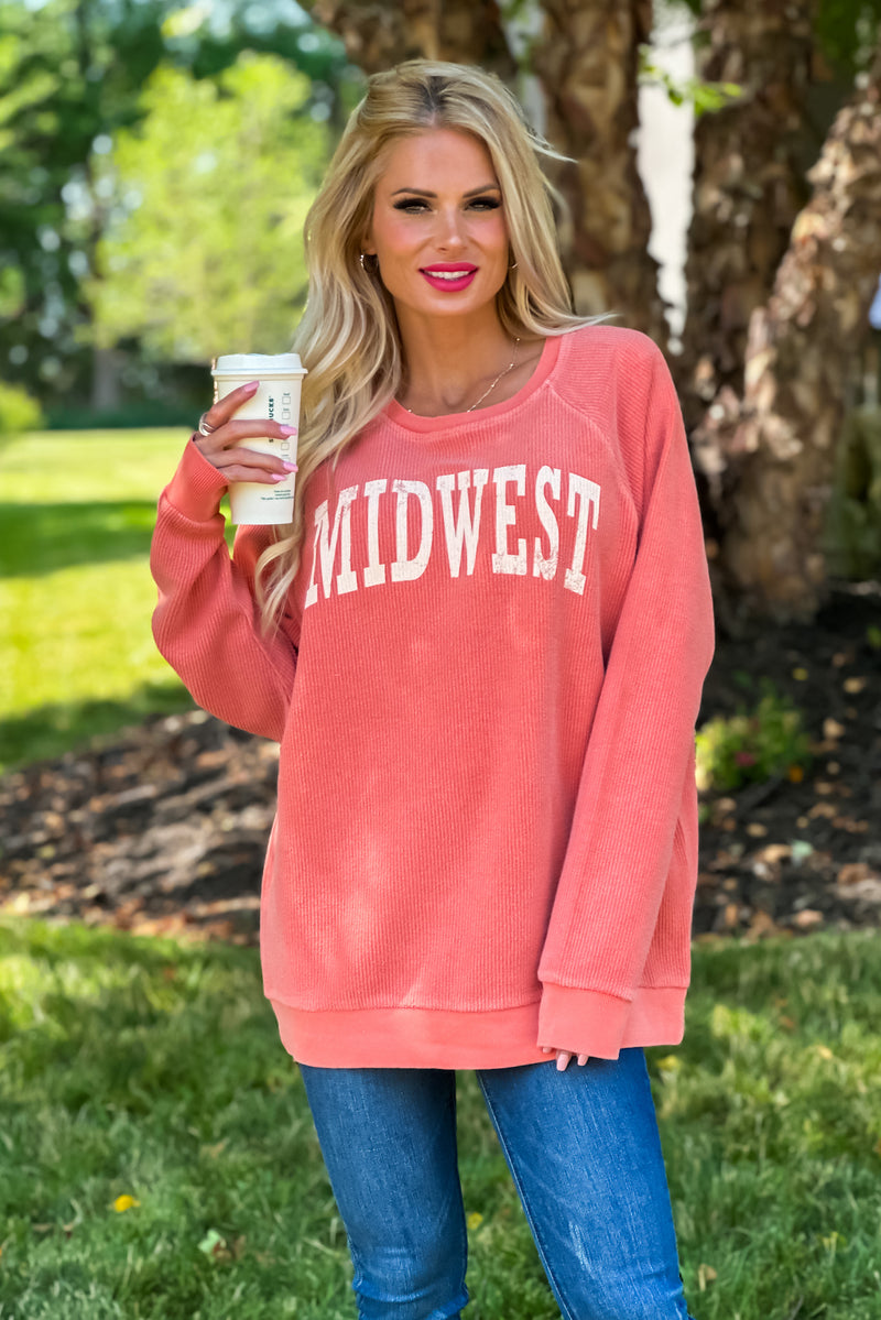 Midwest Ribbed Oversize Pullover : Cinnamon