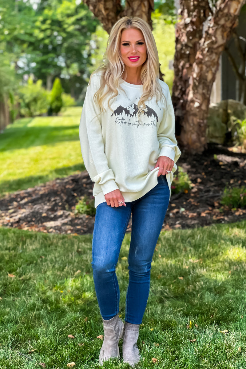 In The Mountains Ribbed Oversize Pullover : Buttercream