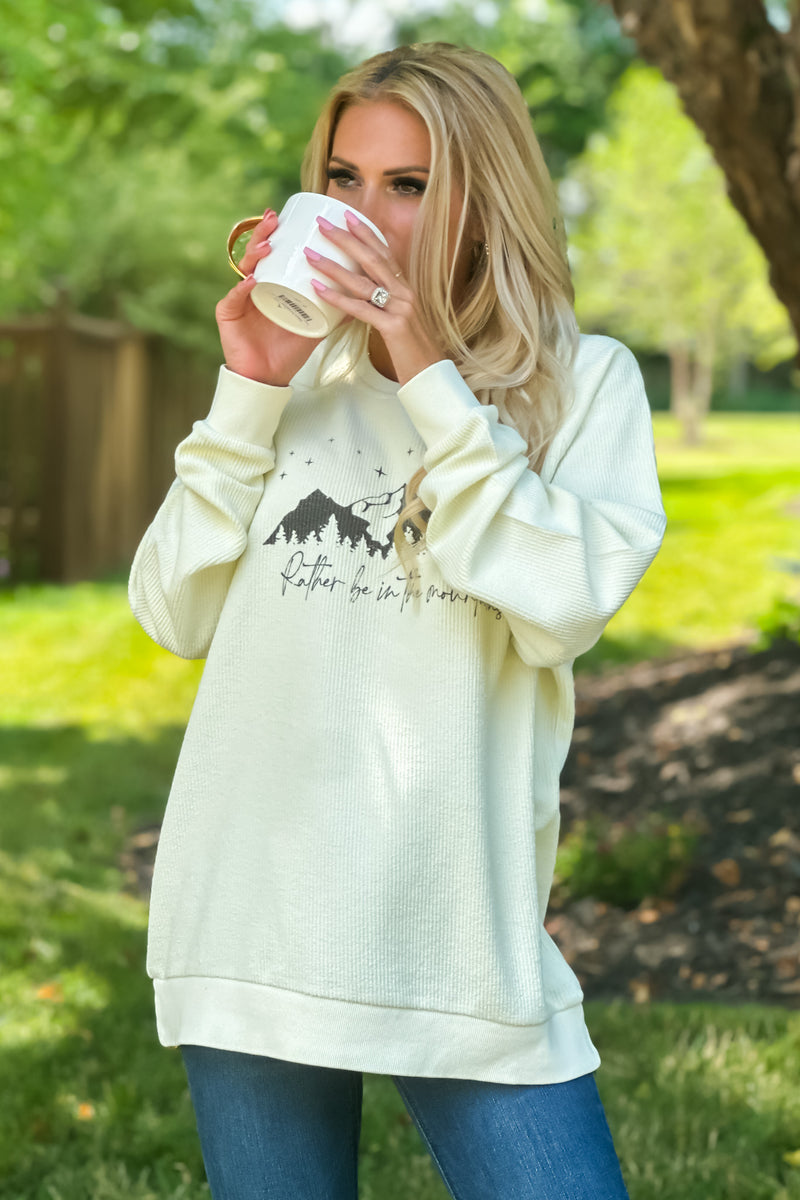 In The Mountains Ribbed Oversize Pullover : Buttercream
