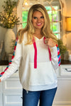 Have Some Fun Color Block Hoodie Pullover : Ivory/Multi