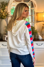 Have Some Fun Color Block Hoodie Pullover : Ivory/Multi