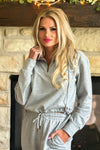Easy Living Cropped 1/4 Zip Pullover & Track Pant Set : Grey