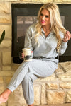 Easy Living Cropped 1/4 Zip Pullover & Track Pant Set : Grey