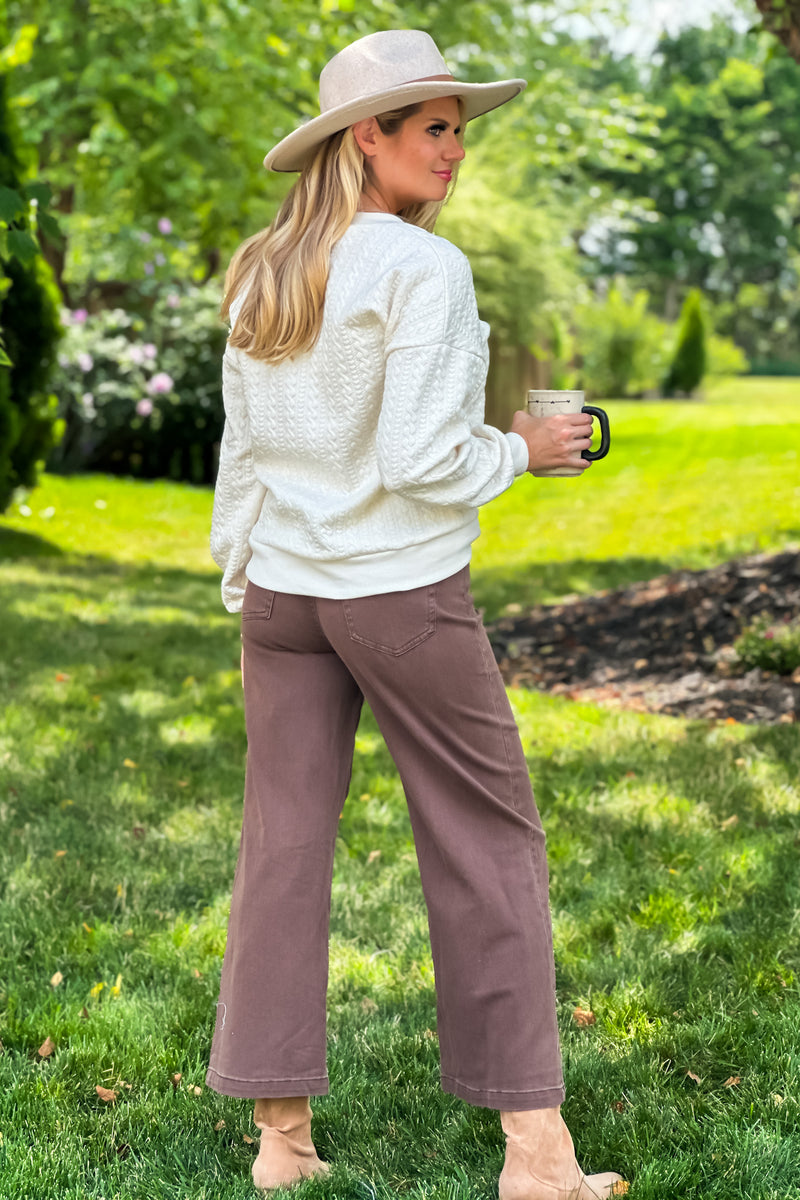 Coco Wide Leg Colored Denim Jean : Brown