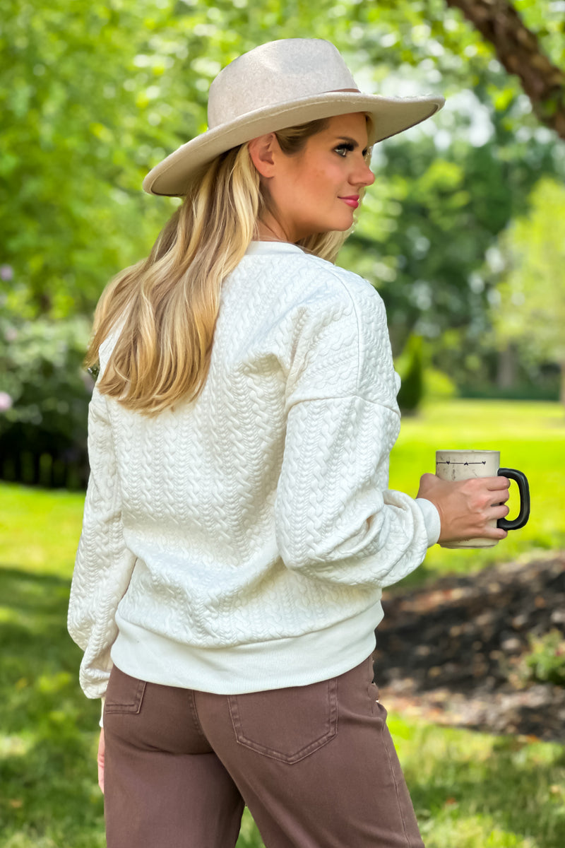 Never Better Cable Knit Pullover : Ivory