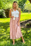 State Of Chic Metallic Satin Skirt : Rose