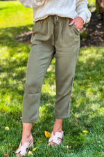 Wild Truffle Maisie Crop Pants : Army Green