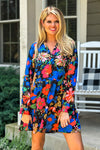 Majestic Memories Split Neck Tiered Dress : Black Floral