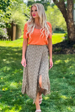 Daisy Dreams Handkerchief Midi Skirt : Olive/Rust/Ivory