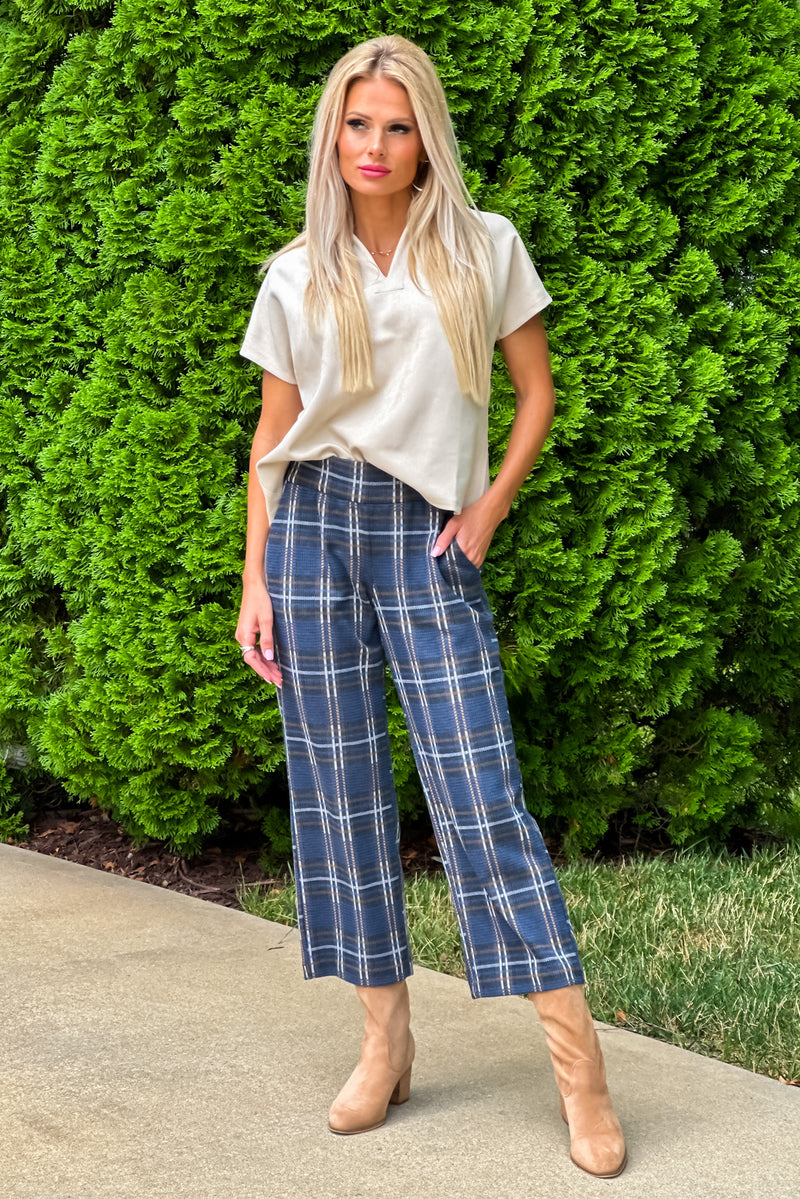 Liverpool Mabel Wide Leg Knit Pants : Black/Blue