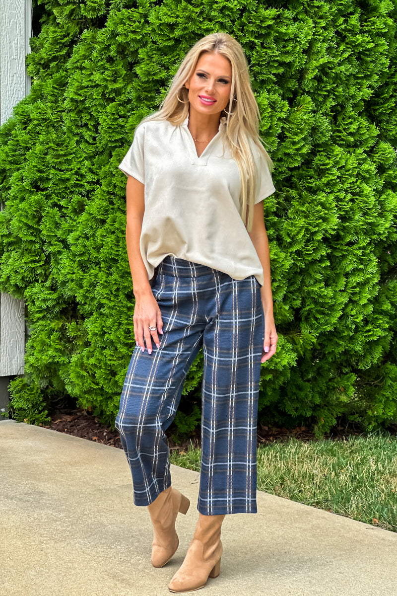 Liverpool Mabel Wide Leg Knit Pants : Black/Blue