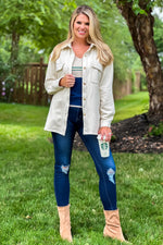 That Easy Life Microsuede Shacket : Bone