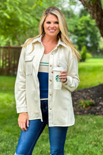 That Easy Life Microsuede Shacket : Bone