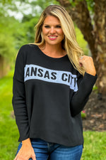 Kansas City Drop Shoulder Sweater : Black/White