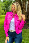 Let's Go Barbie Faux Leather Jacket : Hot Pink