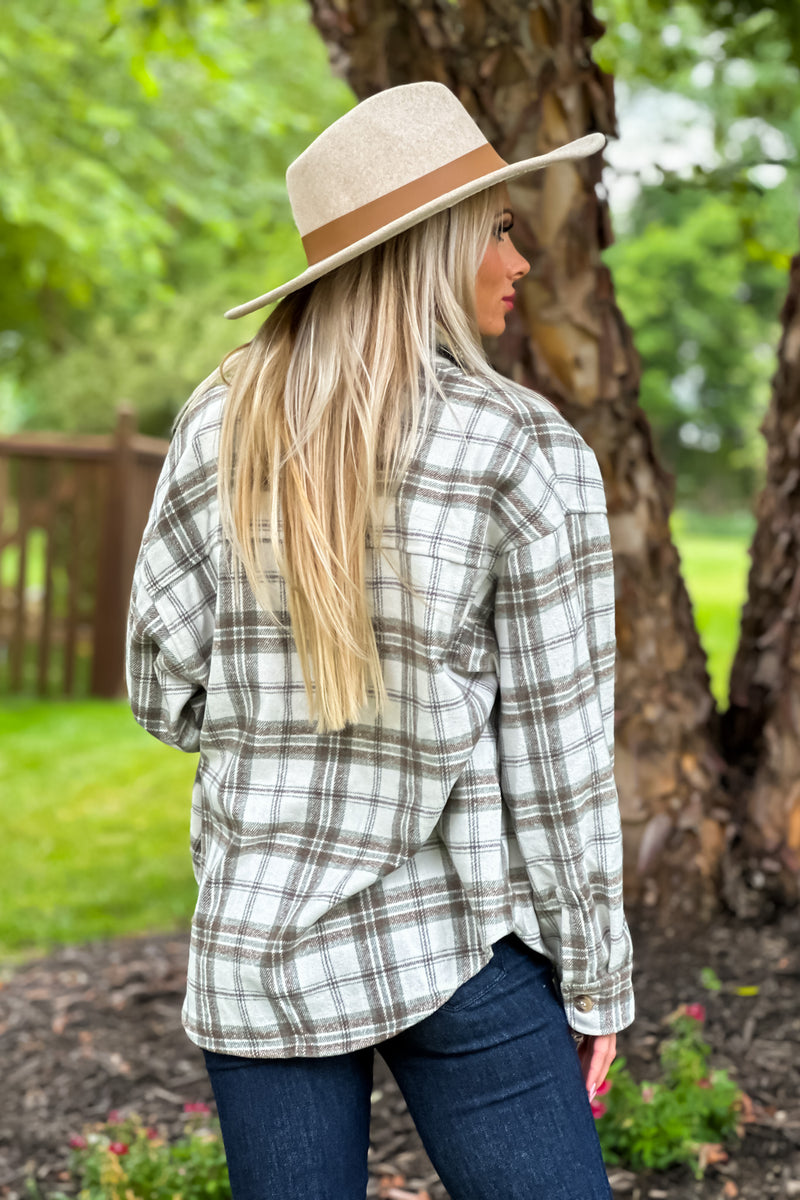 Mountain Hikes Plaid Shacket : Cream/Mocha