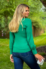 Liverpool Corrine Bias Ribbed Sweater : Emerald