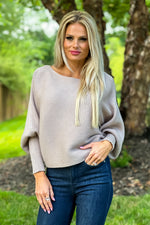 Feel Your Best Dolman Sleeve Off Shoulder Sweater : Sand