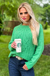 Air I Breathe Cable Knit Sweater : Green
