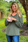 Take The Time Thermal Ribbed Top : Olive