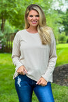 Do It My Way Thermal Ribbed Long Sleeve Top : Taupe