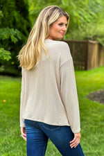 Do It My Way Thermal Ribbed Long Sleeve Top : Taupe