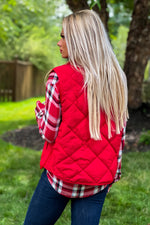 Tribal Brittany A Line Puffer Vest : Red