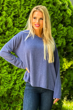 Do It My Way Thermal Ribbed Long Sleeve Top : Navy